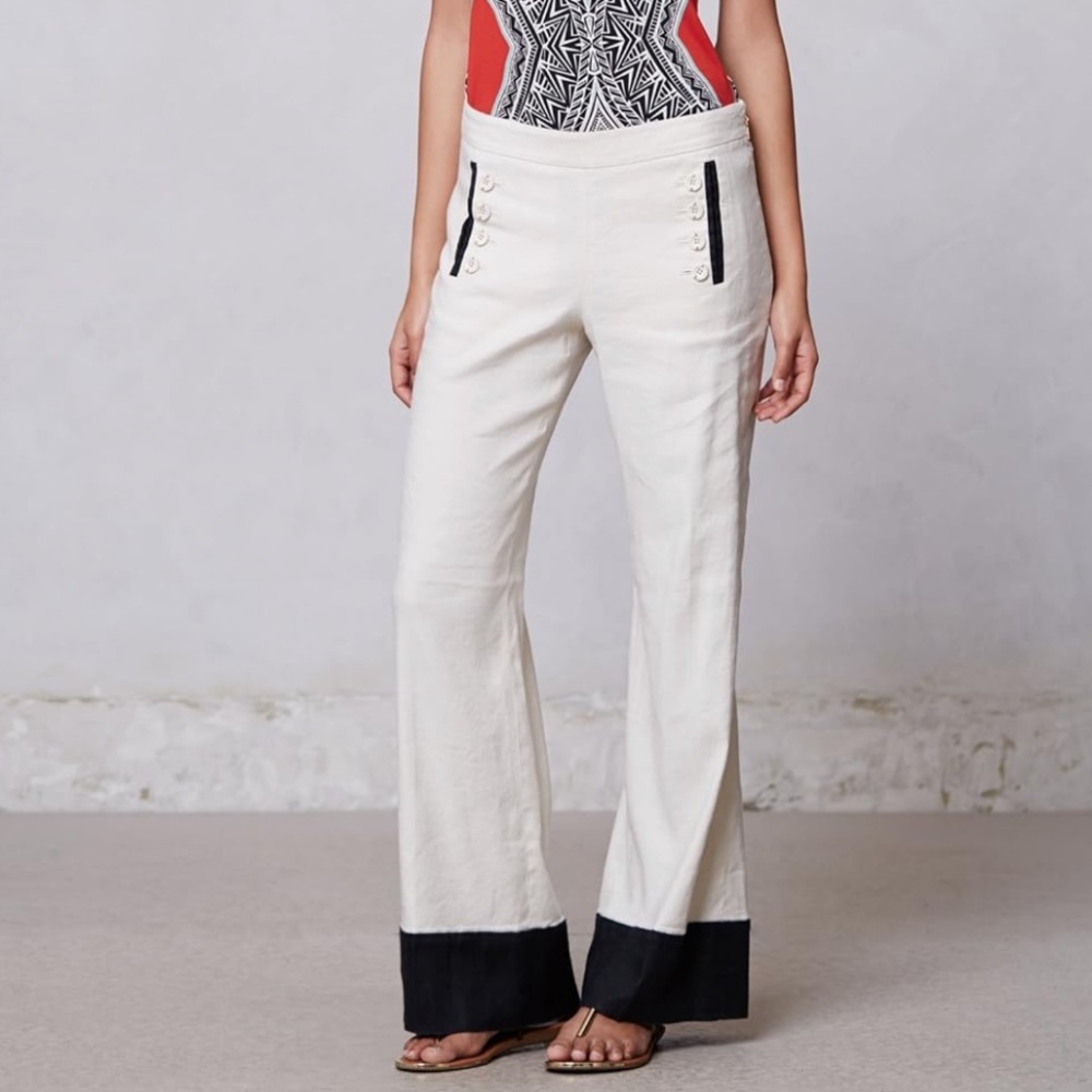 Leifsdottir Anthro Starboard wide leg color block pants